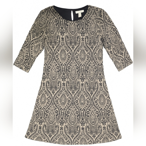 London Times Black and Cream Patterned Unlined Dress Size 10 - Picture 1 of 6